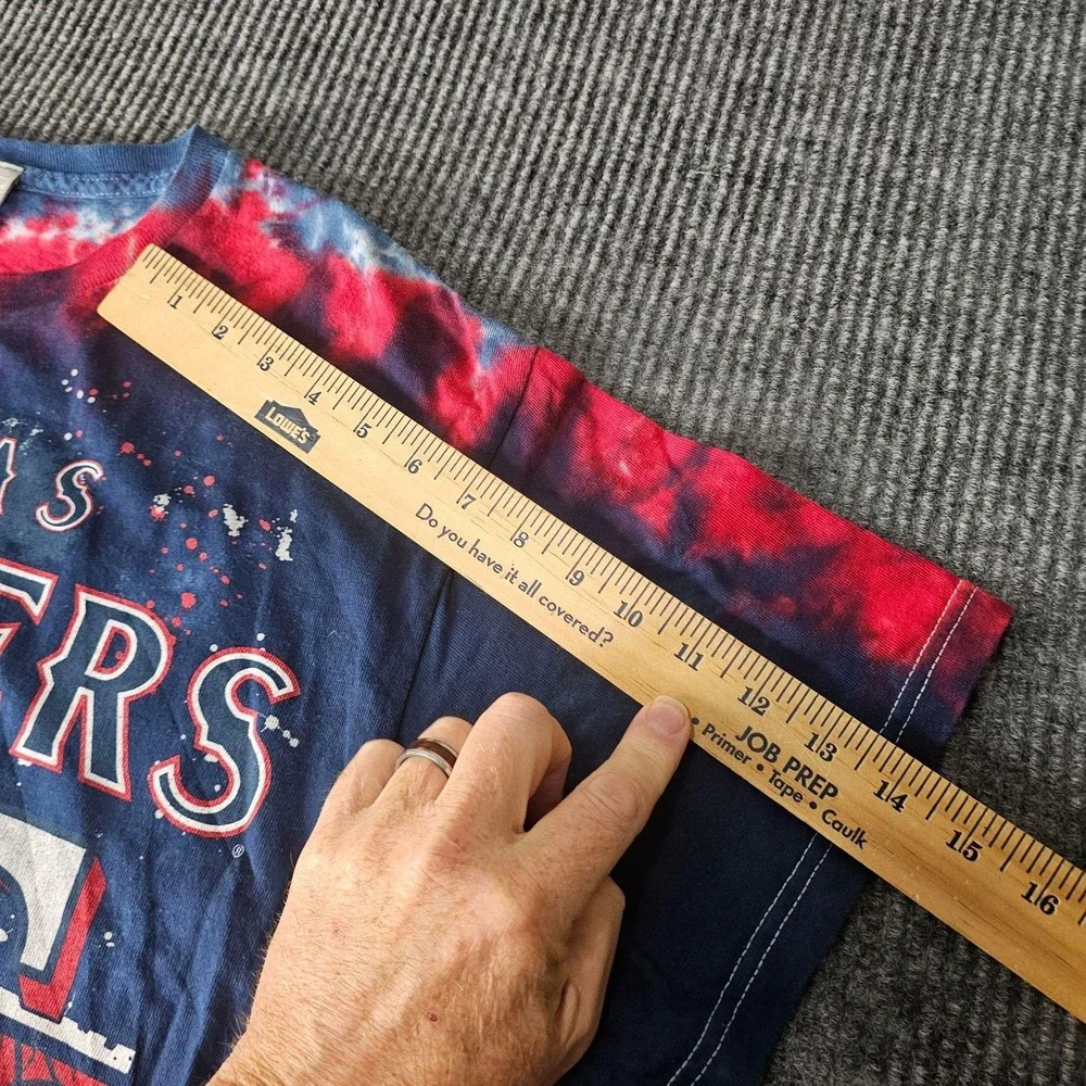 Texas Rangers Shirt Mens Large Multi-Color MLB Baseball Tie Dye Graphic Majestic